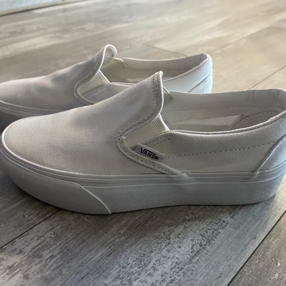 Vans Shoes - Vans White Sneakers Stackform Slip-On with Canvas Upper and Thick Rubber Sole